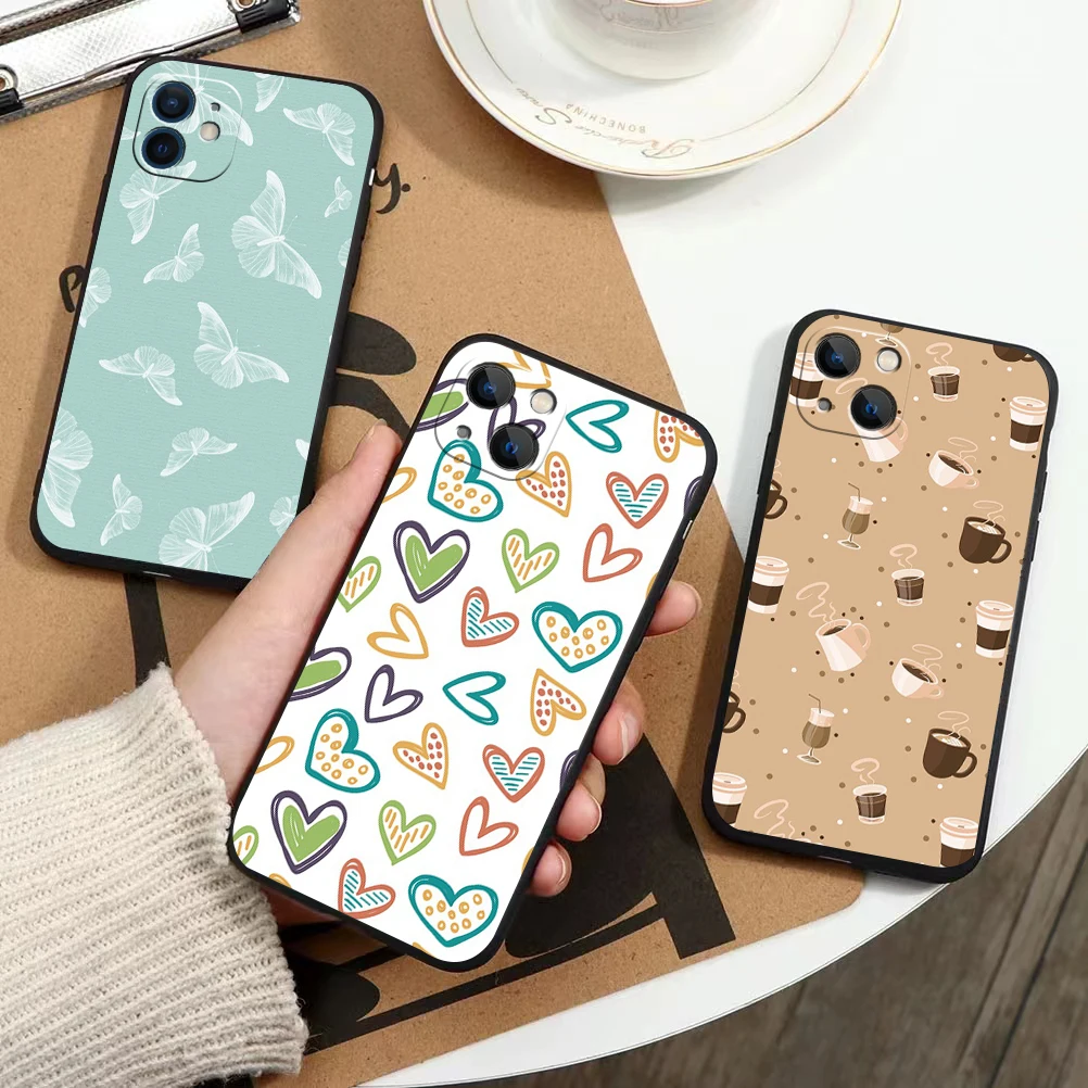 

Cute cartoon pattern phone Case For IPhone 13 12 11 Pro Max Mini SE XR X XS Max 8Plus 7plus 6 soft6S New Shell phone Case
