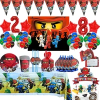 ninjago birthday party decorations balloons cartoon disposable tableware kids cup plate cake toppers ninja theme party supplies