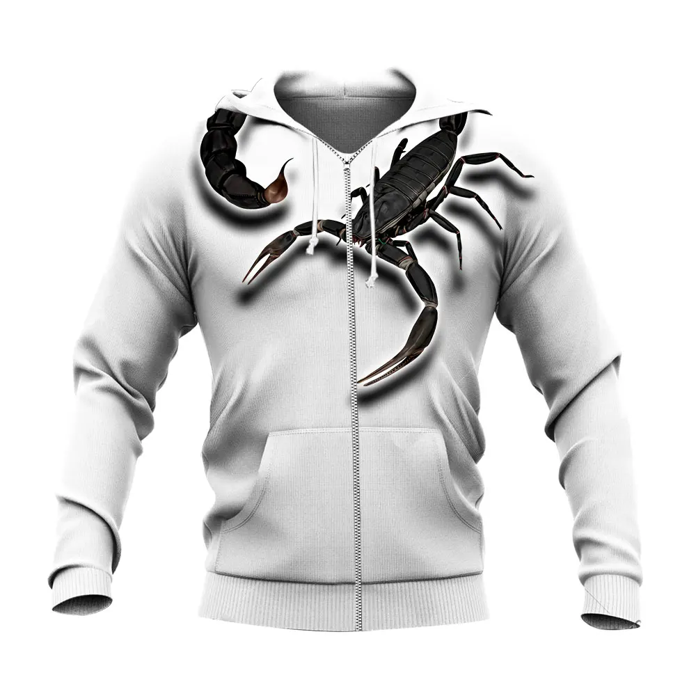 

Pullover Fleece Hoodies for Men Clothing Scorpion Zip Up Hoodie Halloween Techwear Men's Winter Sweater Hooded Sweatshirts Hoody