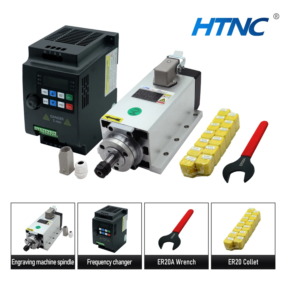 

Ru Ship 2,2 кВт, 220 В, 24000 об/мин, 400 Гц, шпиндель с воздушным охлаждением + коллекция ER20 + инвертор HS320 VFD + ключ ER20A для гравера с ЧПУ