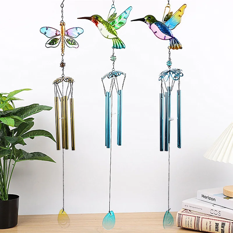

Bird Wind Chime For Wall Window Door Wind Bell Hanging Decorations Painted Metal Glass Painted Vintage Campanula Handmade Crafts