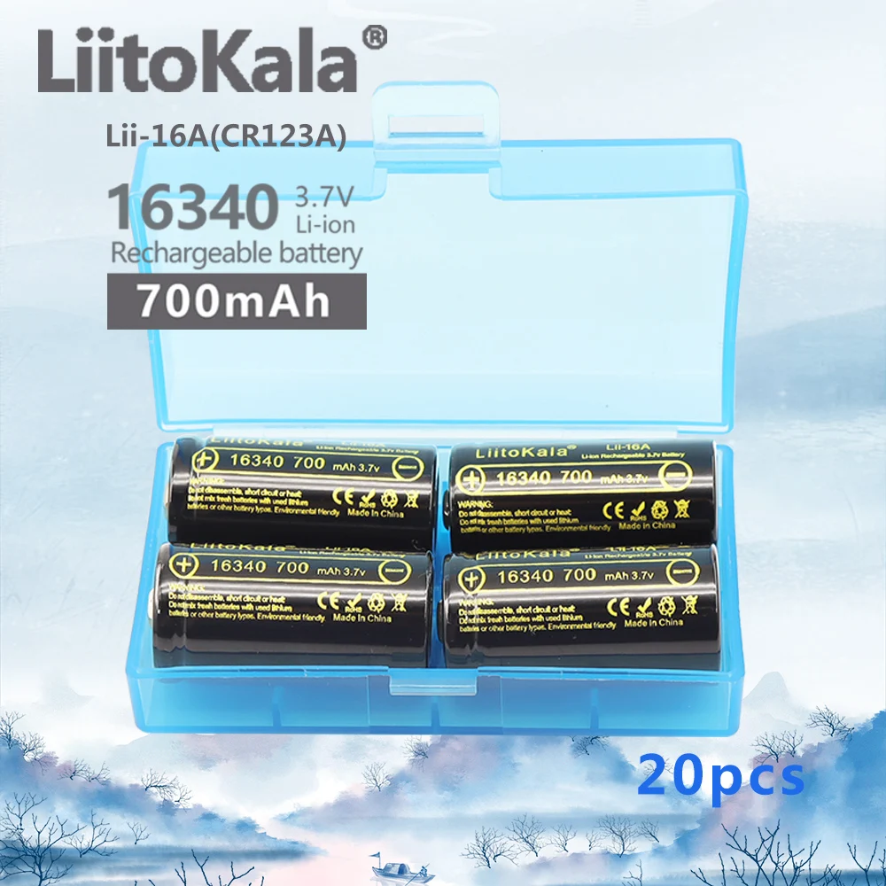 

20 шт. LiitoKala Lii-16A CR123A CR17345 16340 700 мАч 3 В литиевая батарея для камеры электрические игрушки фонарики бритва счетчик воды