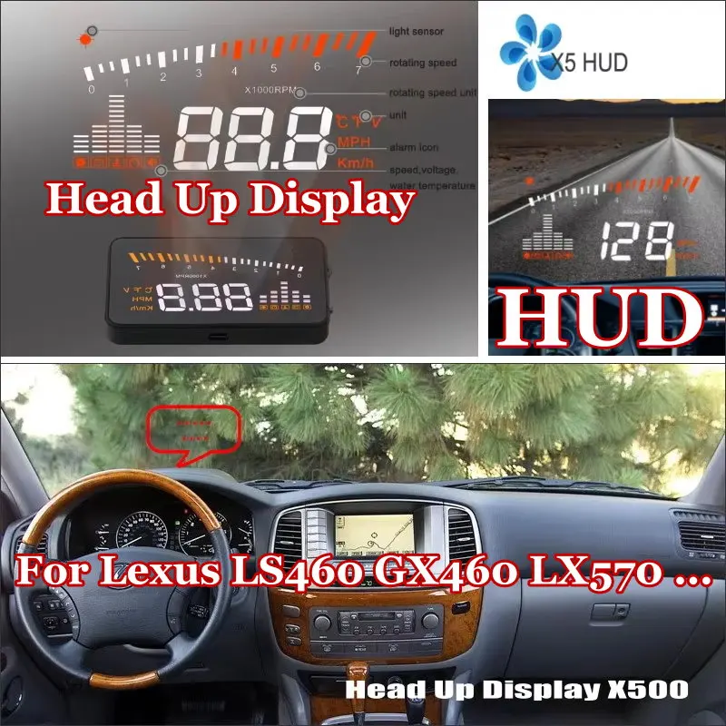 Фото Проекционный HUD-дисплей на лобовое стекло для Lexus LS460, GX460, LX570, RX330, RX350: безопасное вождение с отображением информации на экране №1
