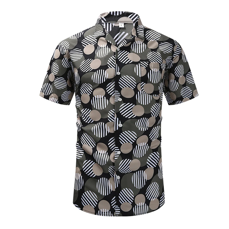 Festive Carnival Short Sleeve Hawaiian Shirt Men Summer Mens Hawaiian Shirts Casual Tropical Plants Print Beach Aloha Shirt Men