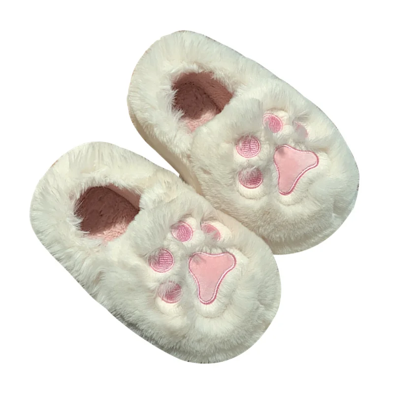 2022 Winter Home Slipper Women Lovely Cat Claw Cotton Slippers Women's Antiskid Thick Bottom Full Cover Heel Warm Plush Shoes