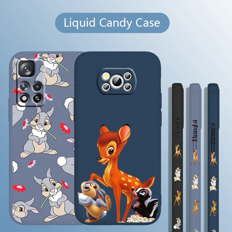 

Bambi Cartoon Phone Case Xiaomi POCO M5 M4 X4 F4 C40 X3 NFC F3 GT M4 M3 M2 Pro C3 X2 Liquid Left Rope Cover Fundas Coque Capa