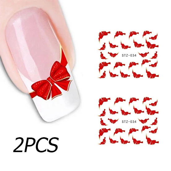 

Bowknot Necktie Nail Art Sticker Removable Red Ribbon Bow Nail Wraps Cute Manicures Stickers DIY Manicure Tools 2 Sheets
