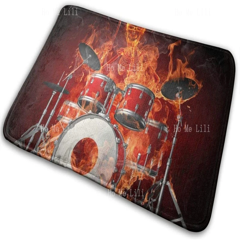 Рок-рулон барабан перкуссионная группа подвиг пламя череп красный страсть