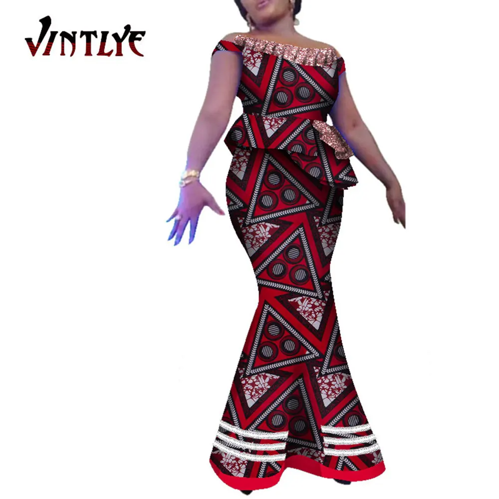 Afrikanische Kleidung für Frauen Ankara Mode Lange Robe Rock Set 2 Pcs Dashiki Frauen Top und Rock Plus Size Afrikanischen tragen WY5371