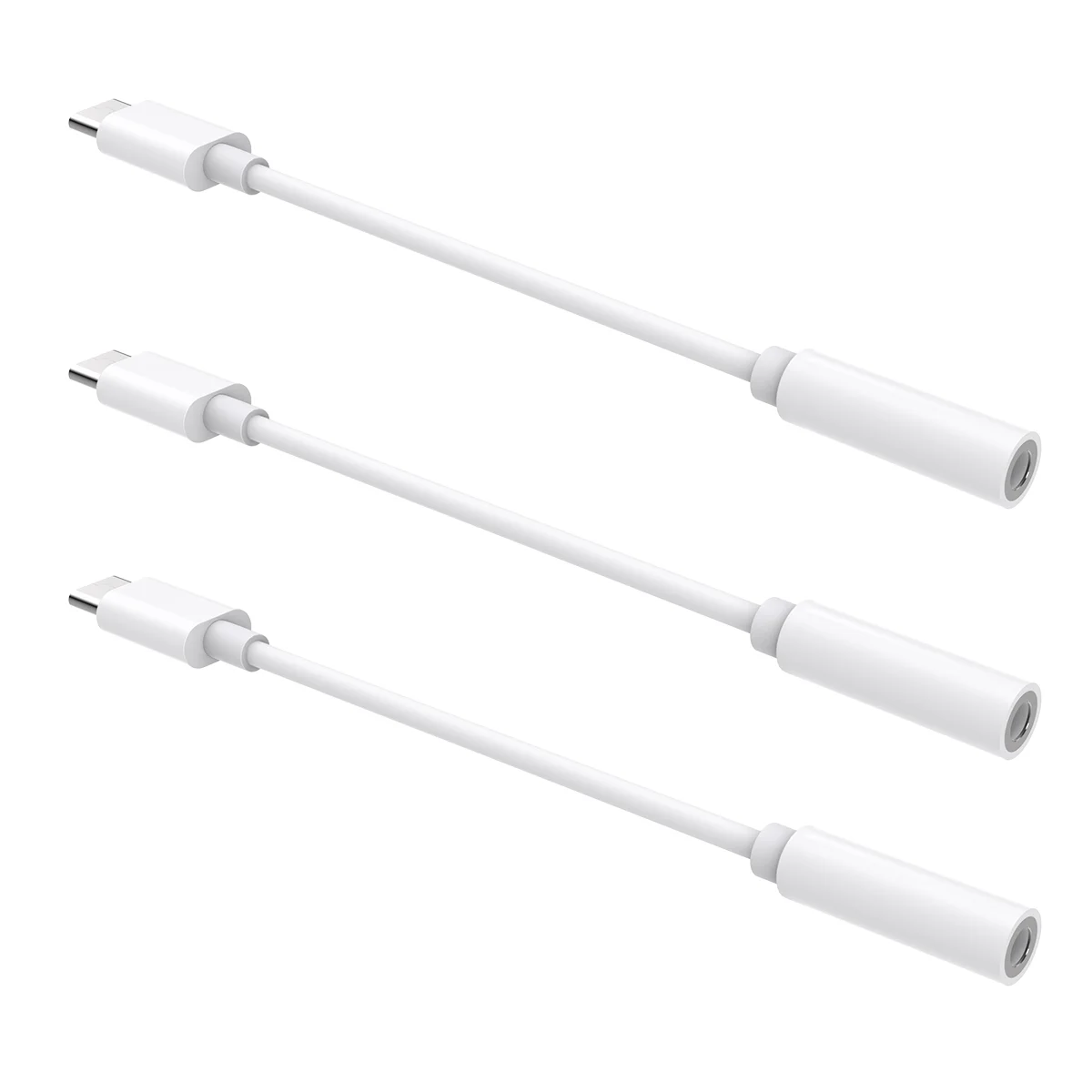 

UKCOCO 3PCS White Convenient Practical Lossless Type to Headphone Jack USB to 3.5mm Adapter Type to 3.5mm for Phones