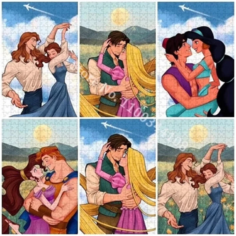 

Disney Princess Prince Couple Printed 300/500/1000 Pieces Puzzles Toys Learn Interesting Diy Games Toy for Children Adults