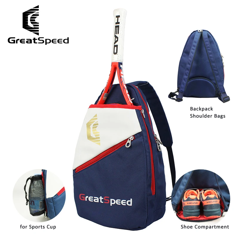 GreetSpeed Tennis Bag Badminton Racket Backpack Shoulder Messenger Bag Children Kids Youth with Shoe Compartment Multifunctional