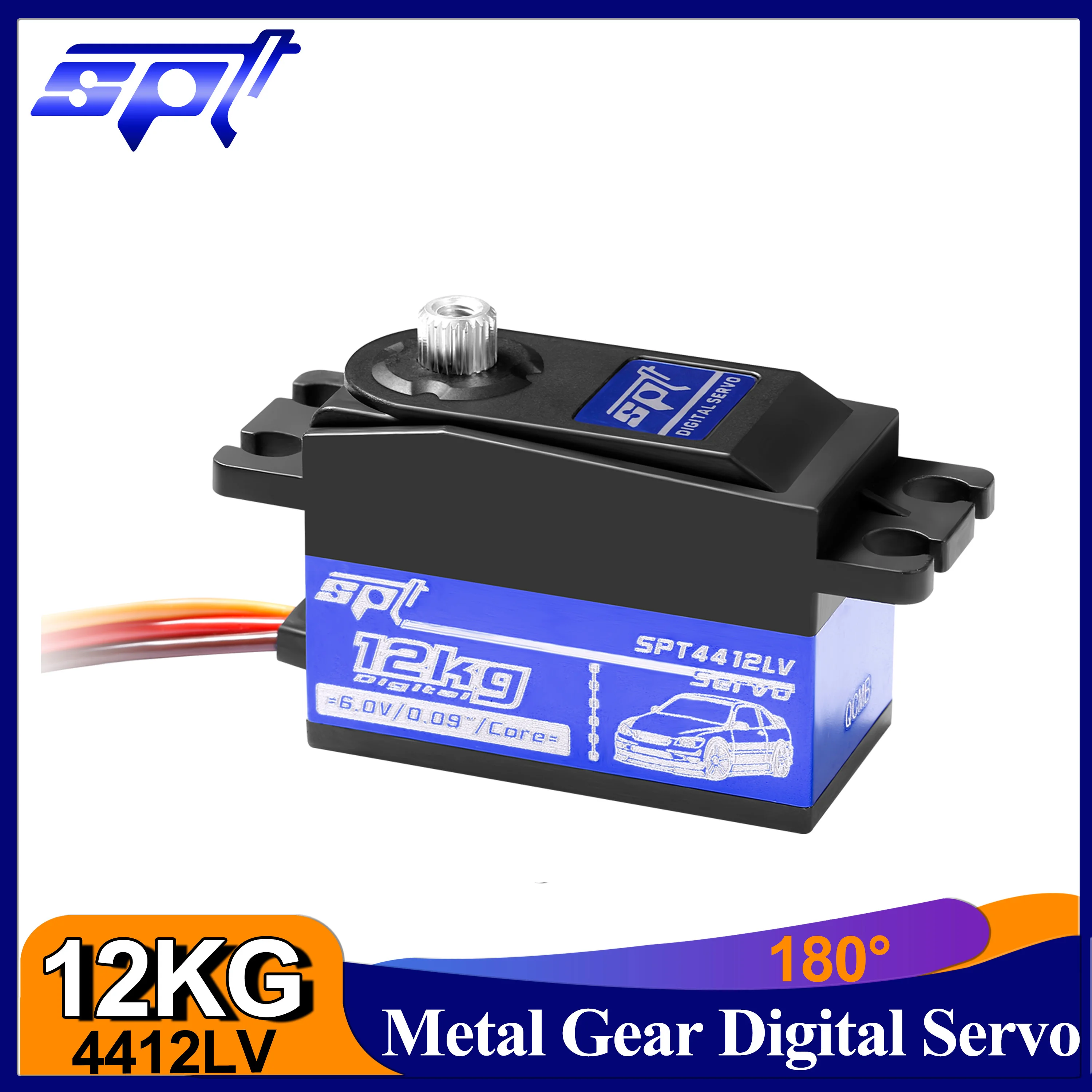 SPT 12 кг RC сервопривод 4412LV 180 ° металлическая Шестерня короткий корпус низкопрофильный цифровой сервопривод для 1/10 1/12 RC автомобиль SCX10 TRX4 гусеничный неподвижный