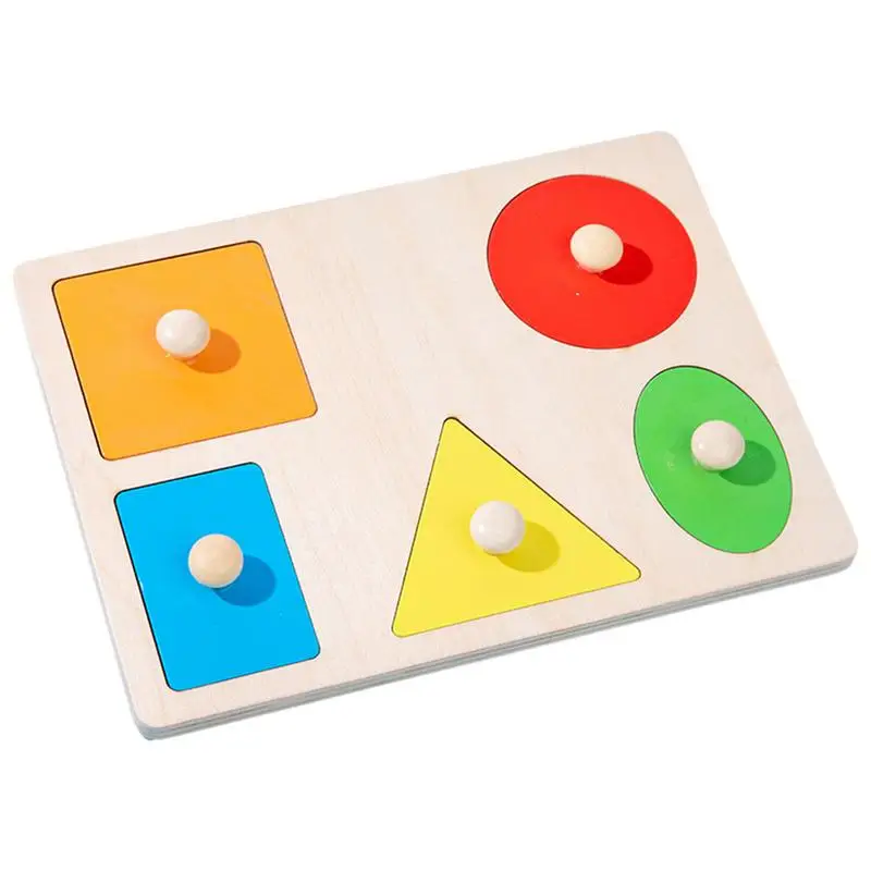 

Montessori Materials Colorful Geometry Grasping Board Wooden Pegged Grab Shape Sorting Board Toys For Baby Home Educational Toy