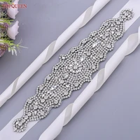 topqueen s233 womens belt bridal with silver rhinestones applique wedding dress gown sash decoration handmade accessories shiny