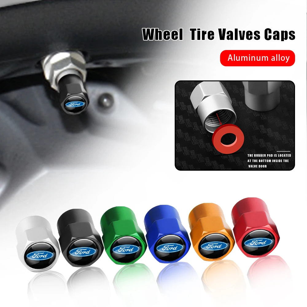 

4pcs Metal Car Wheel Tire Valve Caps Stem Case Covers Accessories For Ford Fiesta Mondeo Fusion Explorer Escape Shelby