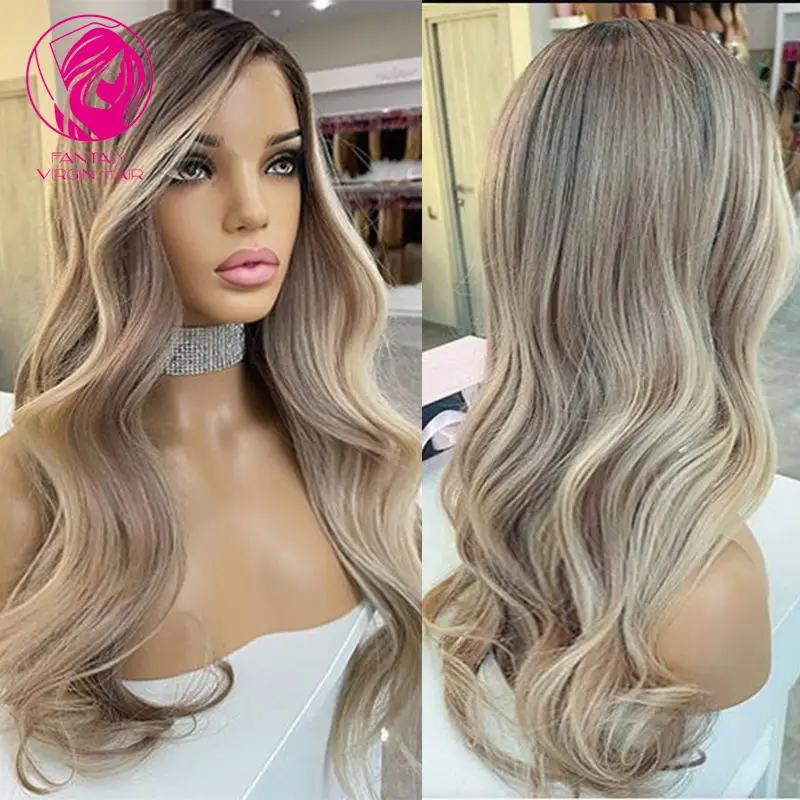 

Highlight Wig Hd 13x6 Lace Frontal Wig Ash Blonde Body Wave Wig Remy Hair Lace Front Human Hair Wigs for Women Pre Plucked 180%
