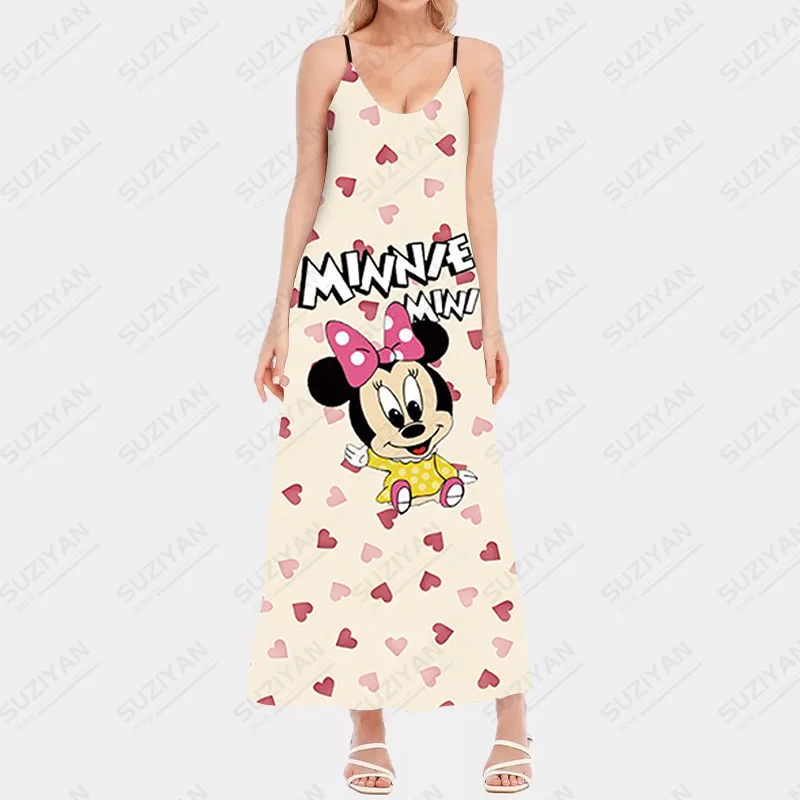 

Minnie Spaghetti Strap Hollow Out Maxi Dresses For Women Elegant Suspender Boho Solid Maxi Long Clothes Summer Dress Solid