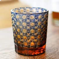 edo kiriko glasses bohemian czech engraving whiskey cup drinkare hand to clear color glass whisky tumbler with gift box pack