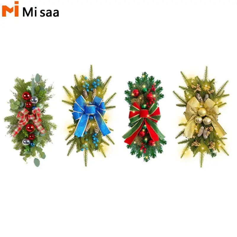 

Decorative Wreath Pendant Bow High Quality Material Safe And Harmless Creating A Christmas Atmosphere Easy To Hang Vine