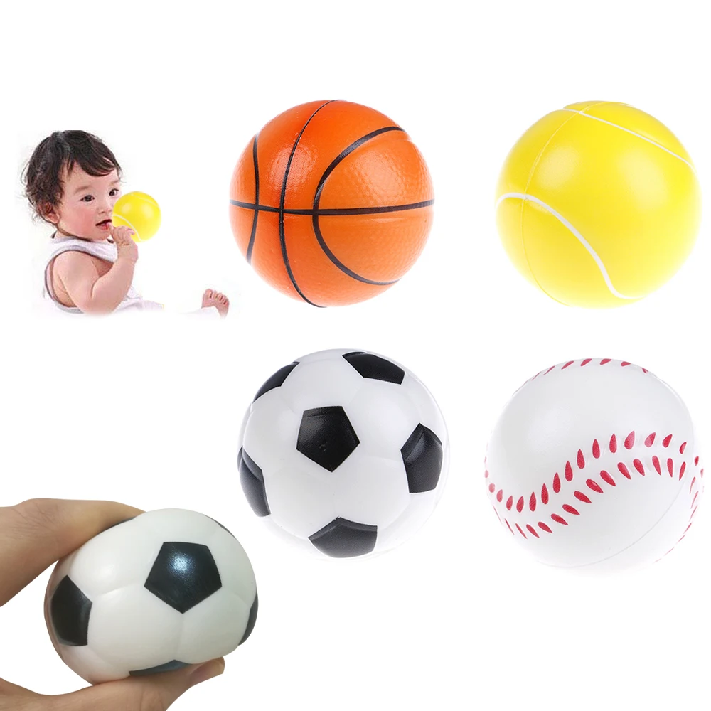 

63mm Children Soft Football Basketball Baseball Tennis Toys Foam Sponge Decompression Vent Stress Balls Soccer Anti Stress