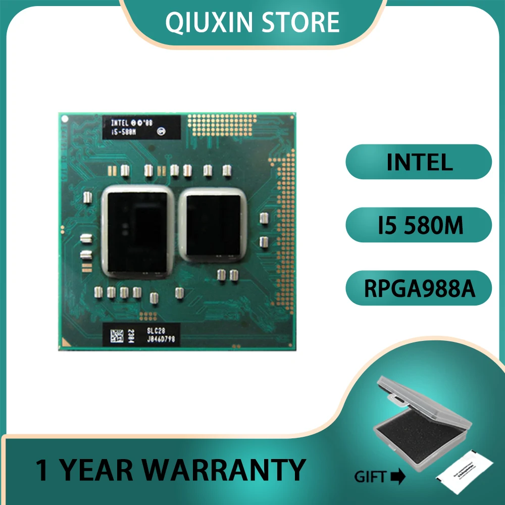 

Intel Core i5 580M Processor 3M Cache 2.66GHz - 3.33Ghz PGA988 Laptop CPU Compatible HM55 PM55 HM57 QM57
