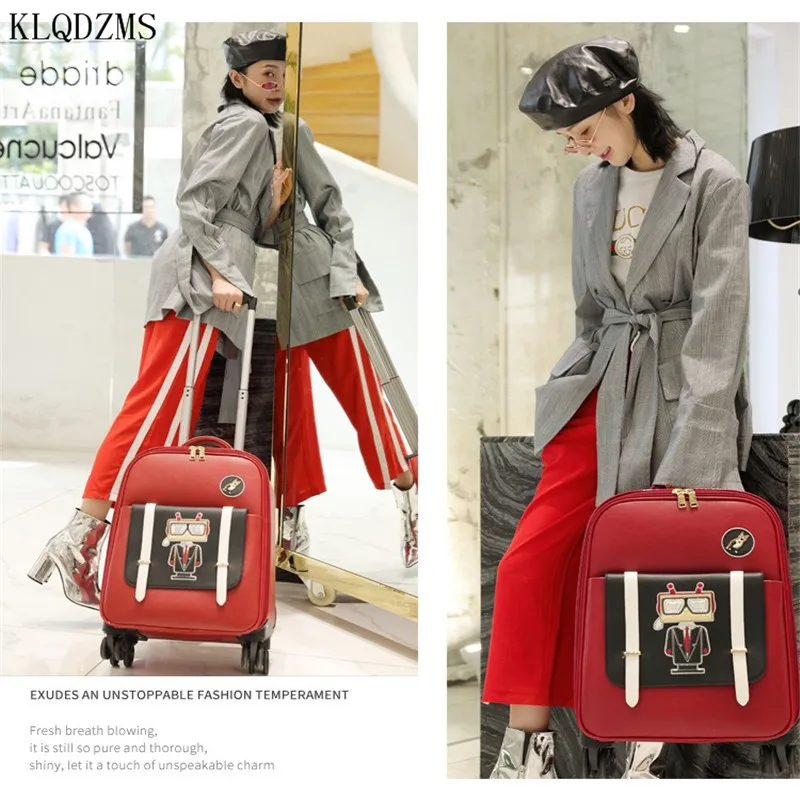 KLQDZMS Good Personality Storage Trolley Case Light Suitcase Female 18 Inch Silent Universal Wheel Luggage Fashion Boarding Case