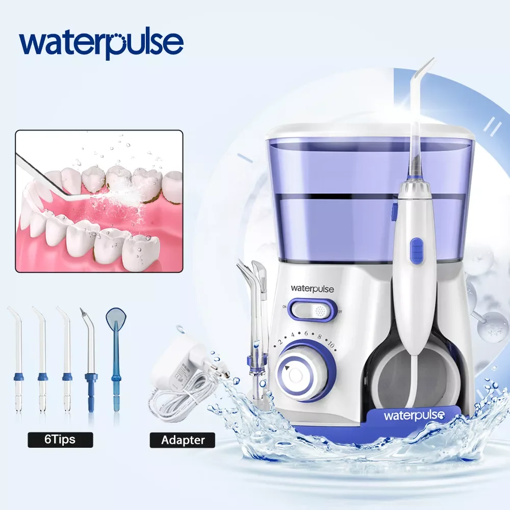 

Waterpulse Dental Irrigator 800ml Home Teeth Whitening Water Flosser 10 Modes Irrigators Cleaning Tools V300 For Family