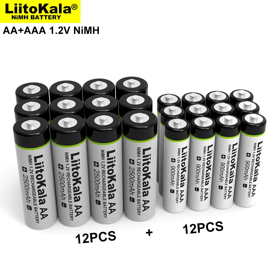 

New Liitokala 1.2V AA 2500mAh AAA 900mAh Ni-MH Rechargeable Battery For Temperature Gun Remote Control Mouse Toy Batteries
