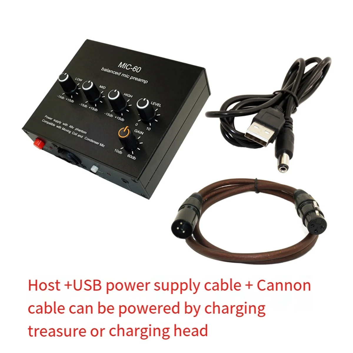 Сбалансированный динамический микрофонный усилитель MIC-60 с фантомным питанием 48