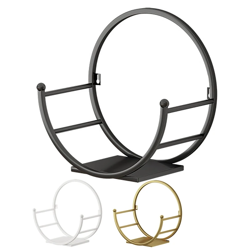 

Punch-Free Wall Shelf Home Round Metal Wall Hanging Plants Planter Storage Rack Creative Wall Display Craft Shelves