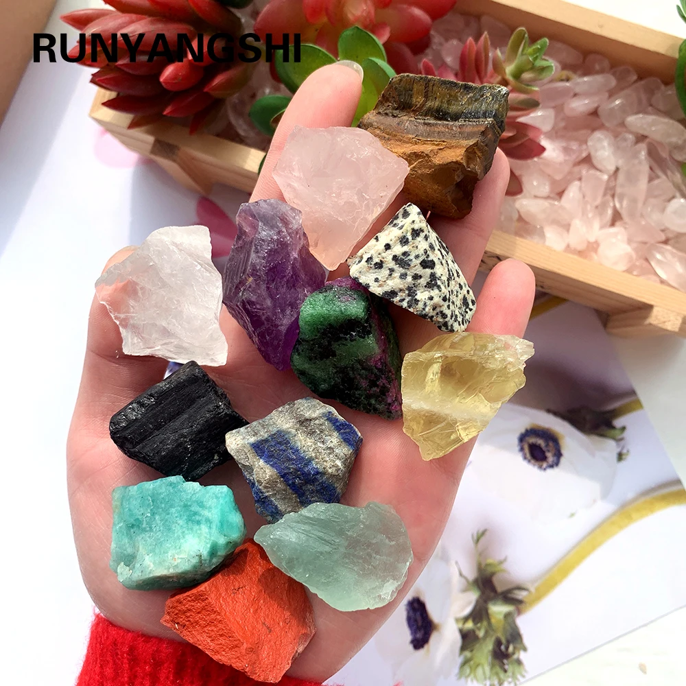 12pcs Natural Gmstones Set Healing Crystal Raw Stone Amethyst Energy Gift Box Chakra Tool Learning Kit
