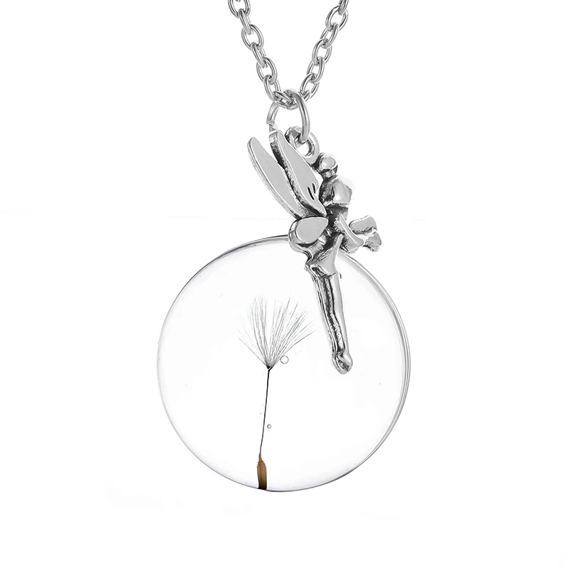 

Women's Simple and Exquisite Transparent Glass Angel Flower Fairy Dandelion Pendant Necklace Everyday Casual Banquet Accessories