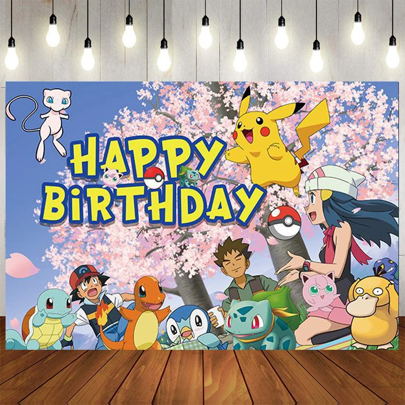 

Customizable Pokemon Pikachu Photography Background Vinyl Cloth Photo Shooting Backdrops for Kid Baby Birthday Party Photo Studi