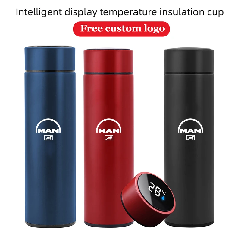 

For MAN TGX TGM TGA TGS TGE 500ml portable Car smart Thermos bottle with temperature display Insulation cups car accessories