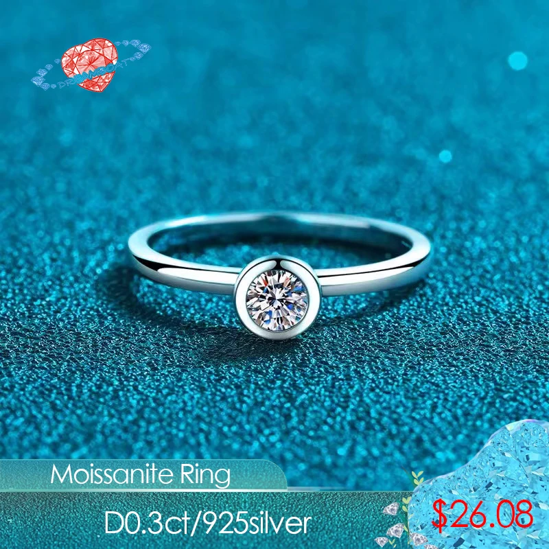 

S925 Sterling Silver Women's Ring Simple Fashion Atmosphere Daily Commuting Advanced Sense Moissanite Bubble Ring