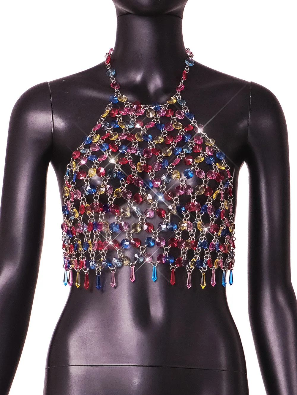 

2023 body chain New New hollow shiny crystal pendant vest for women