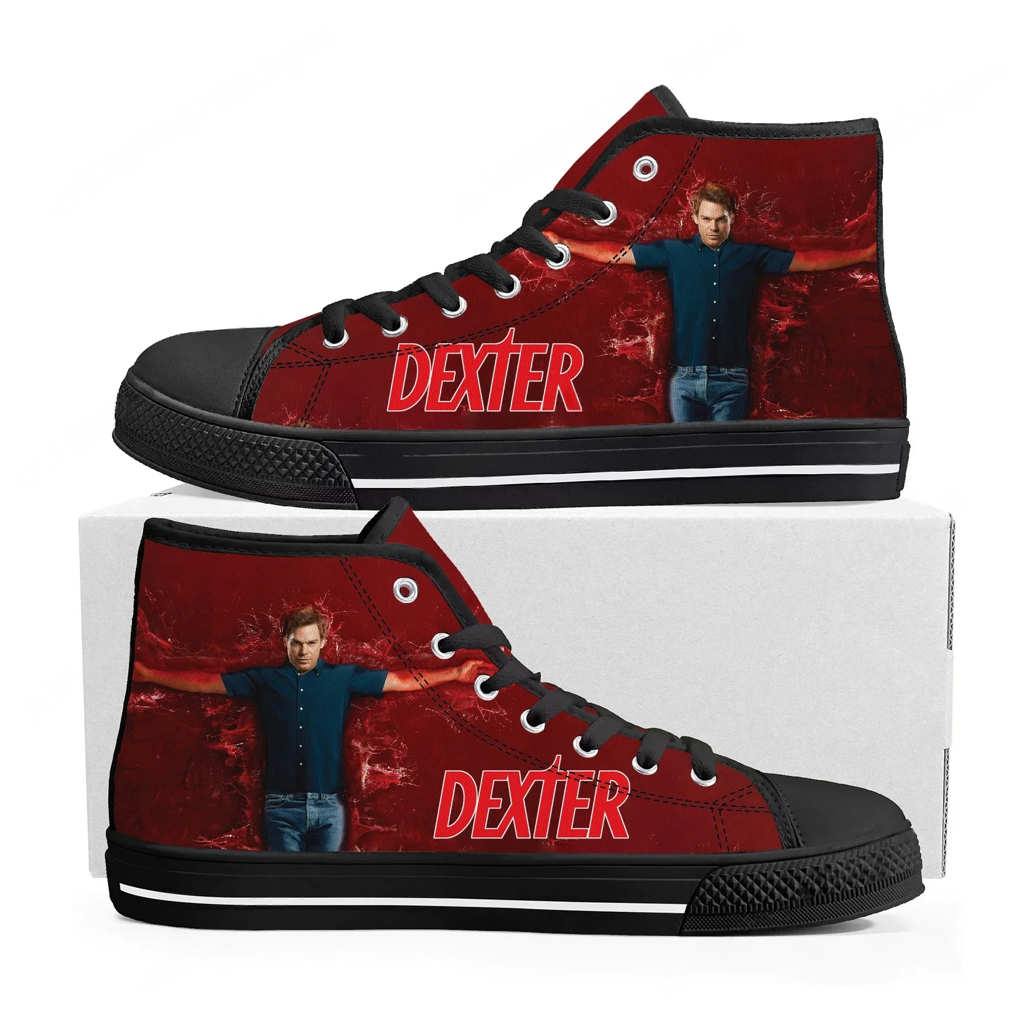 Фото Кроссовки Dexter TV Show Morgan High Top, кеды на шнуровке из ткани для мужчин, женщин и подростков. №1