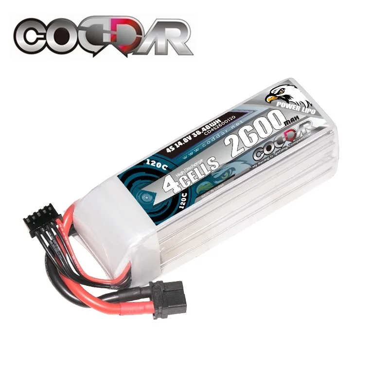 

CODDAR 4S 2600mAh 14.8V 120C High Capacity Lipo Battery With XT60 Deans T Plug For FPV Quadcopter RC Helicopter Racing Drones