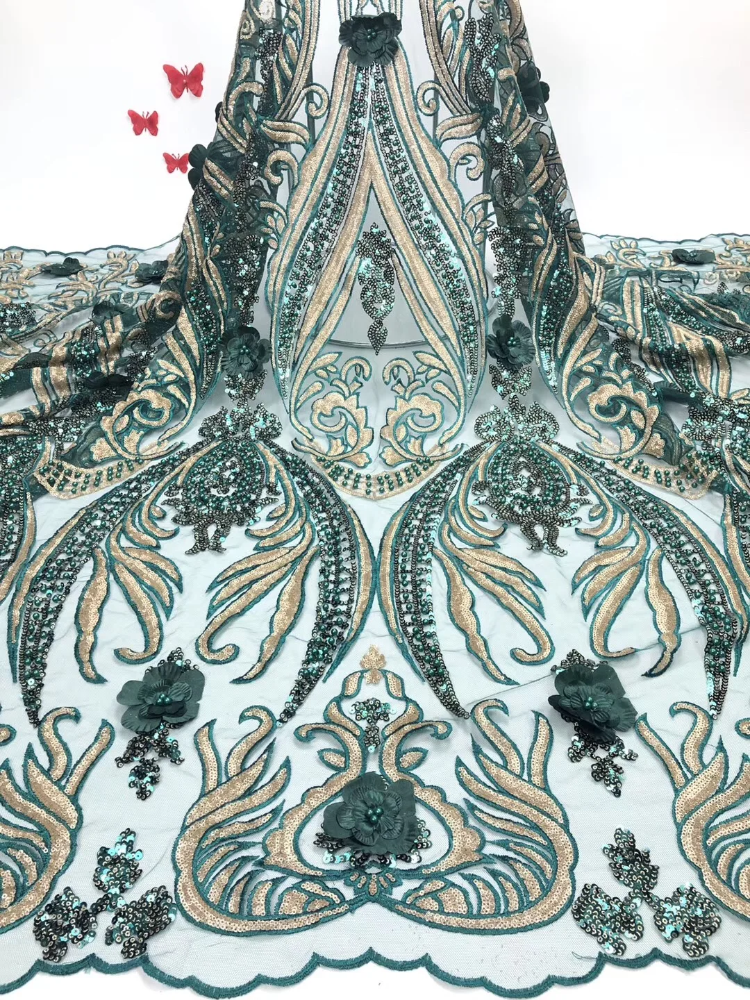 

Nigerian Lace Fabrics For Wedding 2021 African French Lace Fabric High Quality 3D Peach Applique Lace Trim RF339