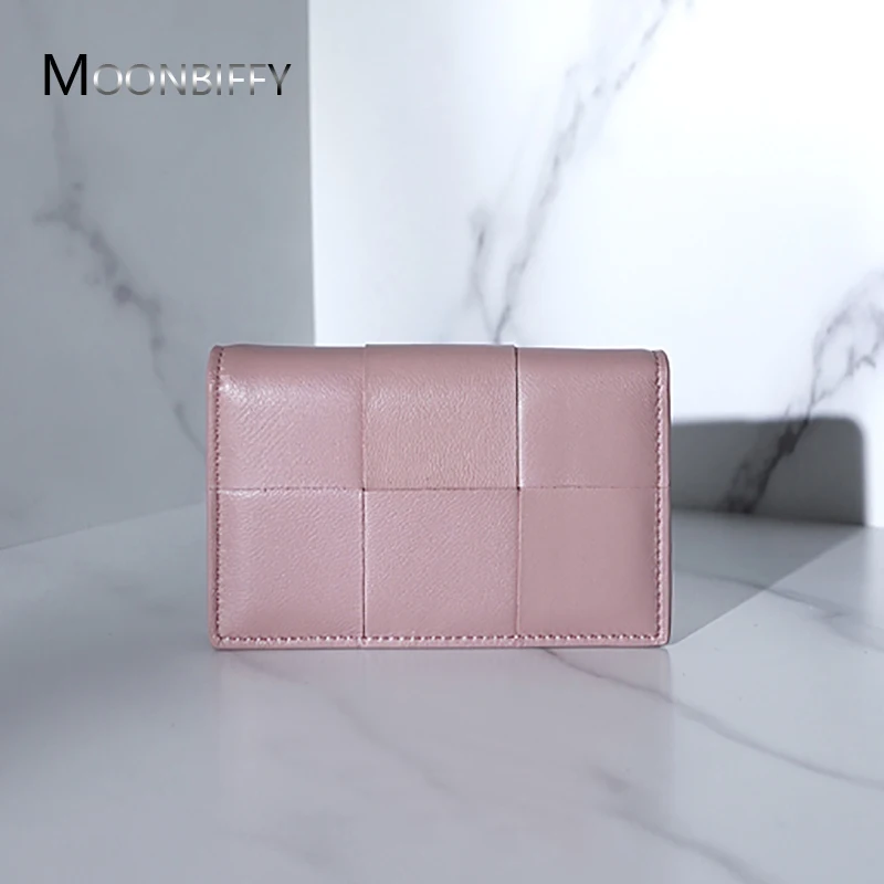 

Luxury Clutch for Women Mini Wallet Weave Leather Card Holder Female Bifold Knitting Cassette Portable Lipstick Ladies Handbags