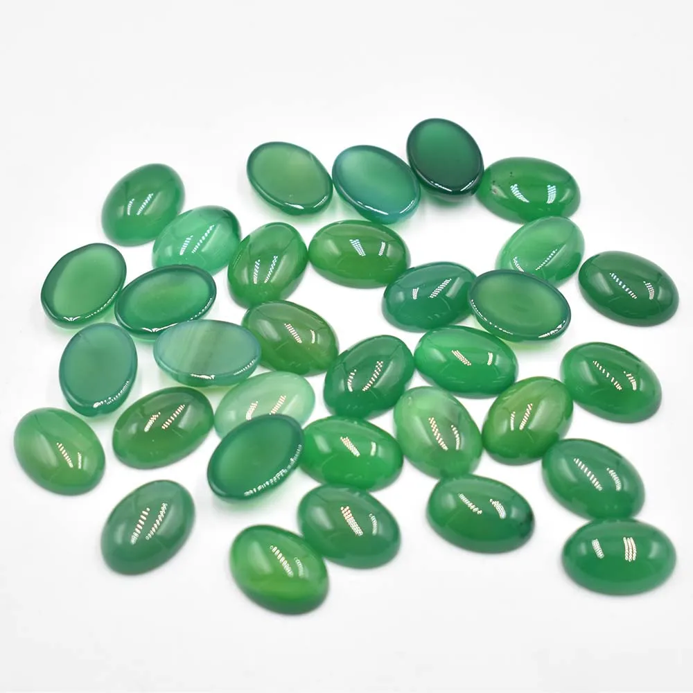 

2022 Fashion high quality natural green Onyx Oval CAB CABOCHON 13x18mm beads for jewelry accessories making wholesale 50pcs/lot