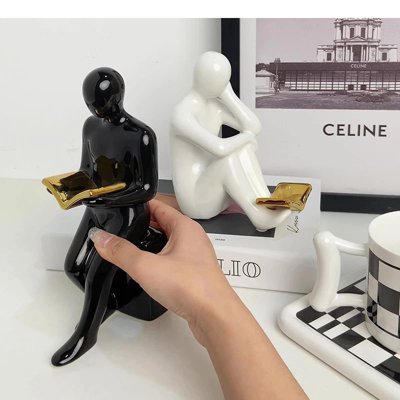 Абстрактная статуя считывателя произведений искусства керамические подставки