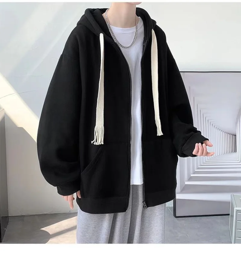 

Fashion Cardigan Zipper Coat Thick High Street Autumn and Winter Velvet Coat Sweater Men Hooded Fashion Brand 2022 New Jacket
