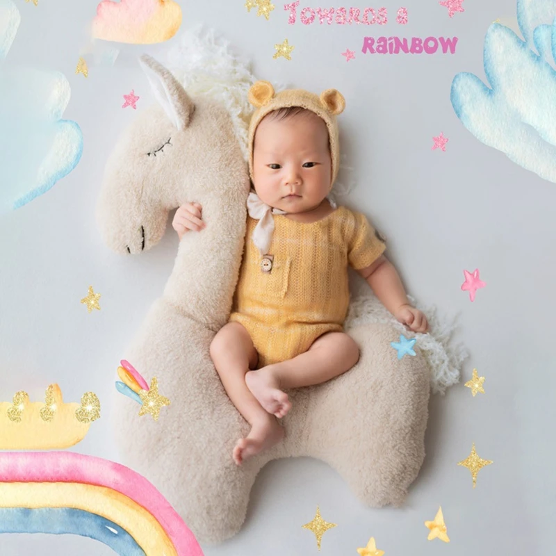 

Newborn Photography Posing Pony Props Baby Photoshoot Cute Horse Doll Animal Toy Infants Photo Shooting Accessories