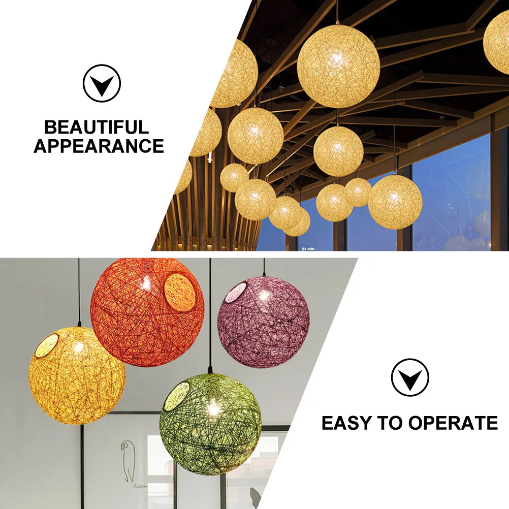 Светильник из ротанга Потолочная круглая люстра с плетеным креплением