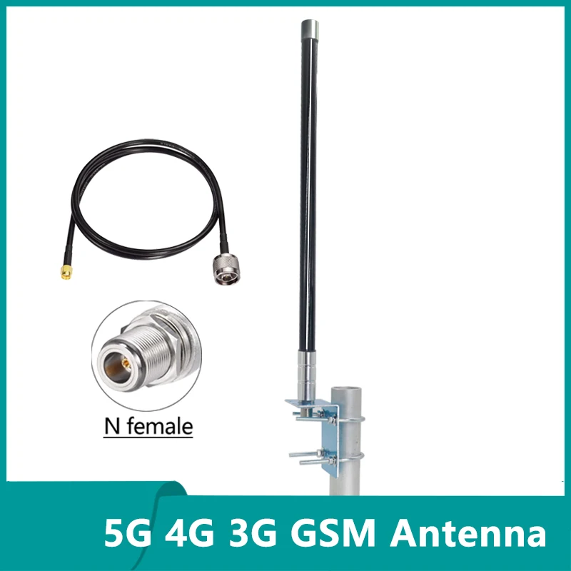 

Long Range Outdoor Helium Miner, Full Band, 5G, 4G, GSM Aerial, 600 ~ 6000Mhz, Fiberglass, Omni Waterproof Antenna with N Female