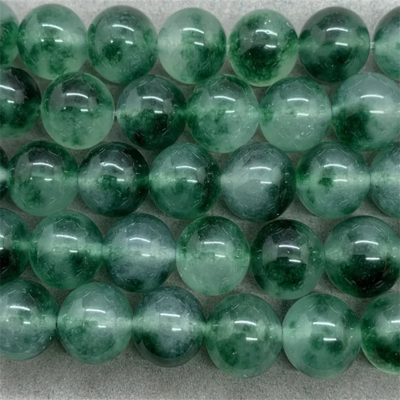 Круглые свободные бусины-разделители из халцедона с водорослями для