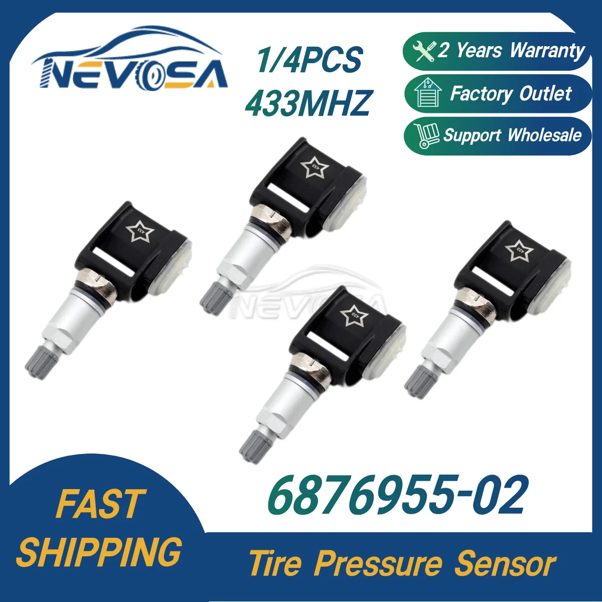 

Nevosa 6876955-02 A0009054104 TPMS For Mercedes-Benz A-Class E-Class GLS CLS CLA BMW X5 X6 X7 X4 Tire Pressure Monitoring System