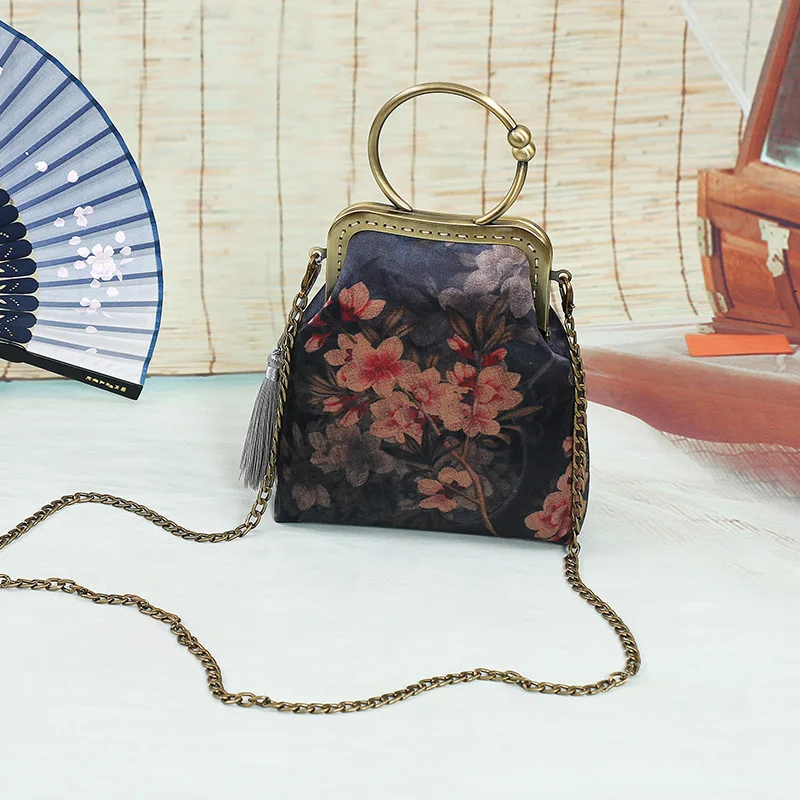 

NEWEST Shell Lock Flowers Bags Vintage Fringe Tassel Bag Women's Handbags Purses Chain Women Shoulder Crossbody free shipping